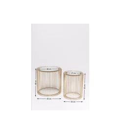 Stolik kawowy Wire set Brass zestaw 2 złoty