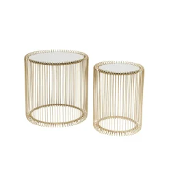 Stolik kawowy Wire set Brass zestaw 2 złoty