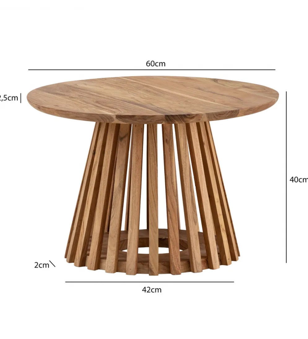 Stolik kawowy WOHNLING 60 cm drewno akacja naturalny