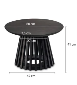 Stolik kawowy WOHNLING 60 cm drewno mango czarny