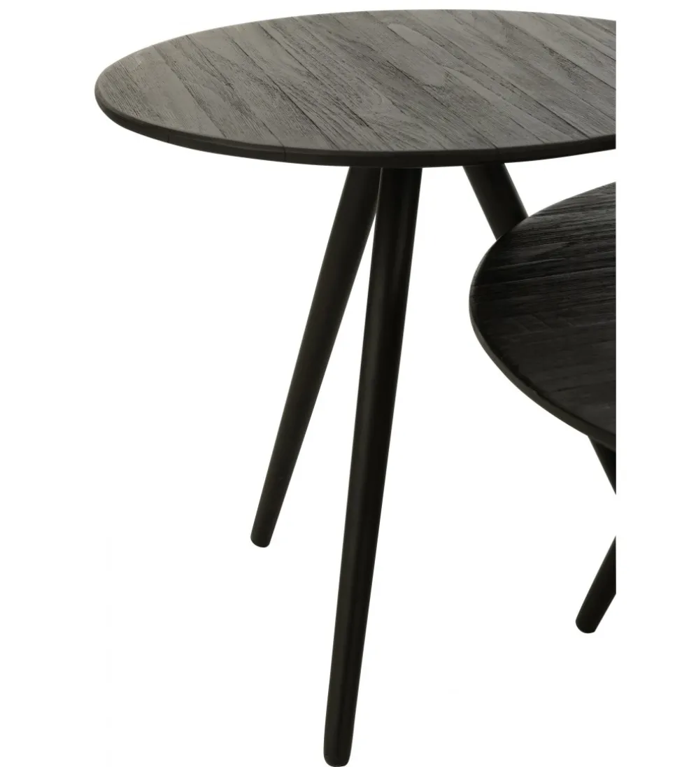 Stolik kawowy ZAMBIA set 4 drewno teak czarny