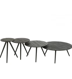 Stolik kawowy ZAMBIA set 4 drewno teak czarny