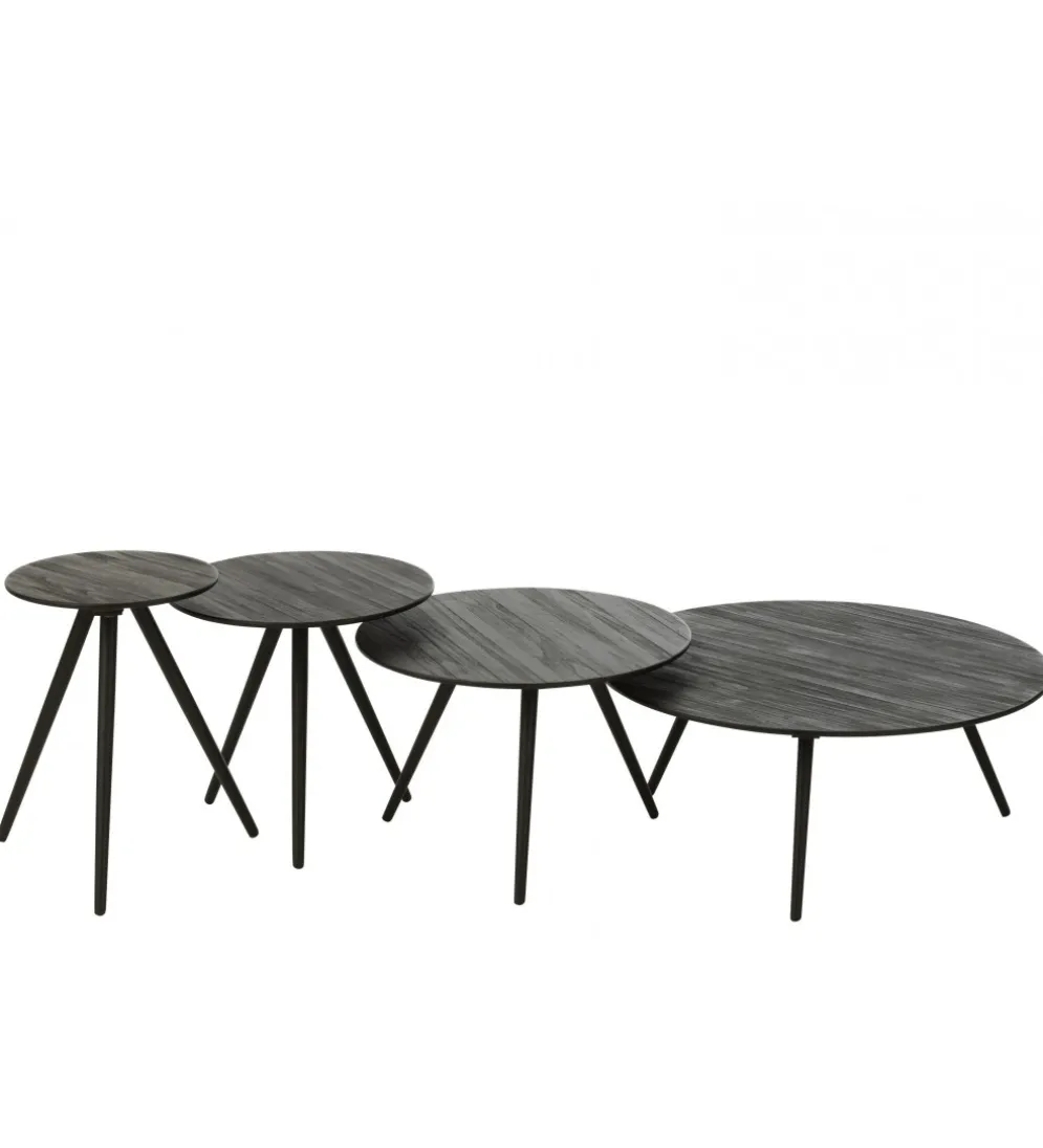 Stolik kawowy ZAMBIA set 4 drewno teak czarny