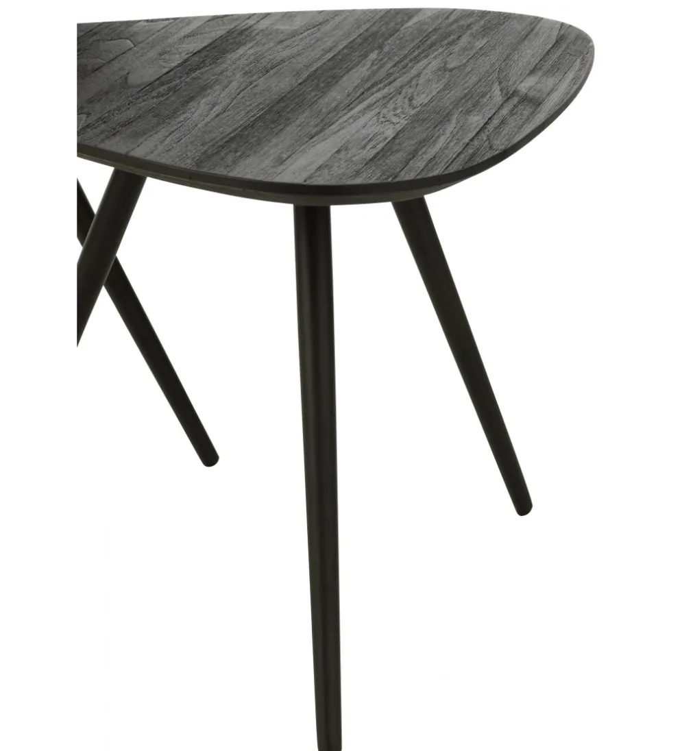 Stolik kawowy ZAMBIA set 2 drewno teak czarny