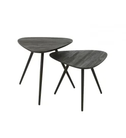 Stolik kawowy ZAMBIA set 2 drewno teak czarny