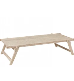 Stolik kawowy z drewna z recyklingu PONTE 180 cm bielony