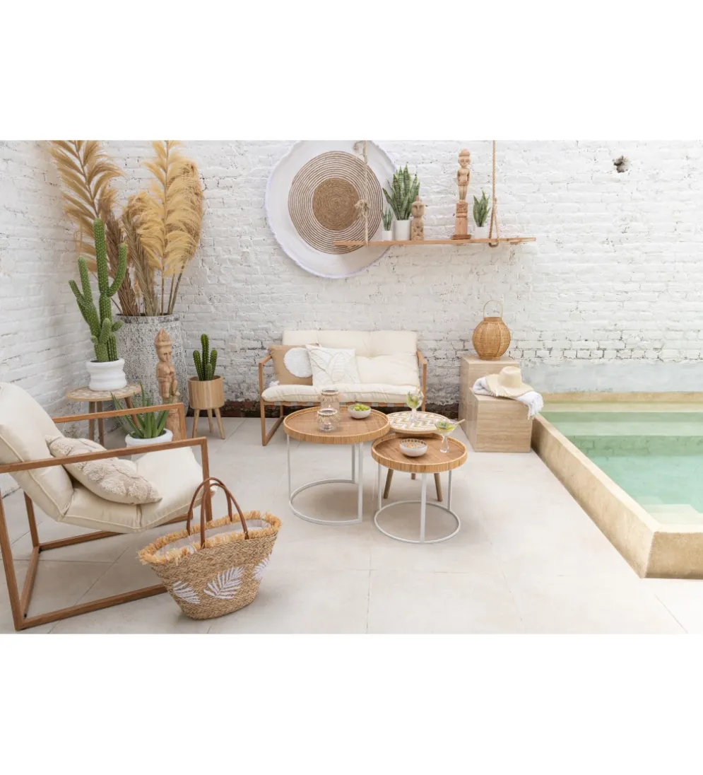 Stolik kawowy ZIGZAK set 3 rattan