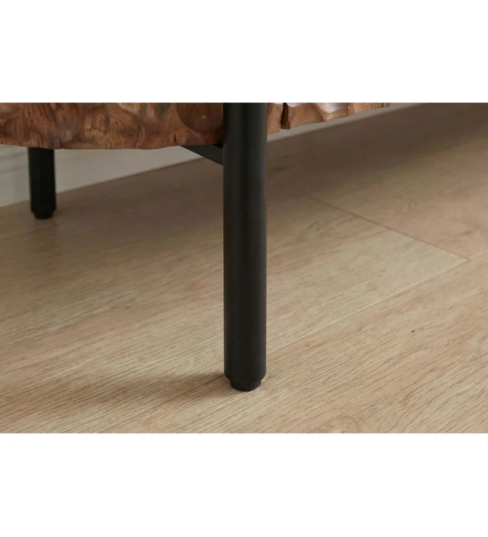 Stolik pod TV ADLON 200 cm drewno mango wzór 3D