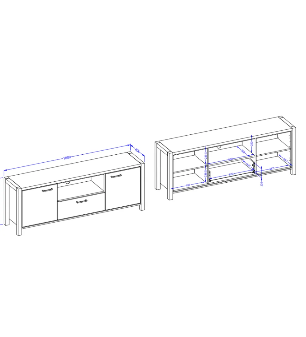 Stolik Pod TV AKTIV 180 cm w optyce dąb Taurus