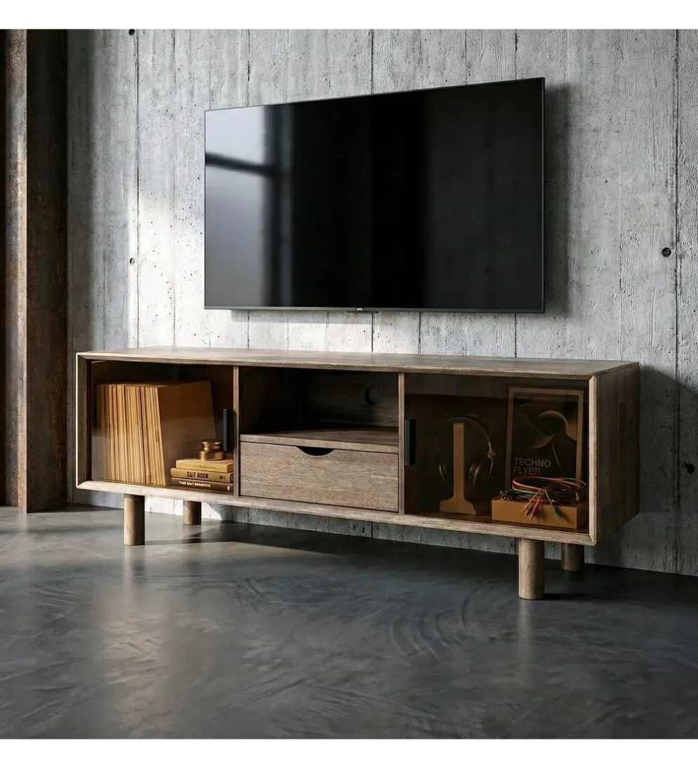 Stolik pod TV AMY 150 cm drewno kauczuk