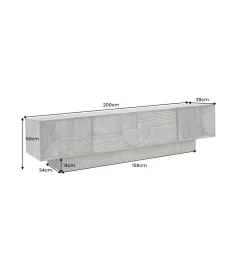 Stolik pod TV ART DECO 200 cm drewno mango szary