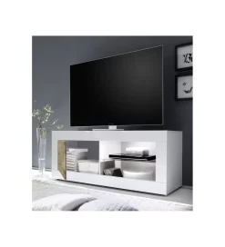 Stolik Pod TV BASIC 140 Cm Biały z dodatkiem koloru klon pero