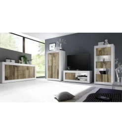 Stolik Pod TV BASIC 140 Cm Biały z dodatkiem koloru klon pero