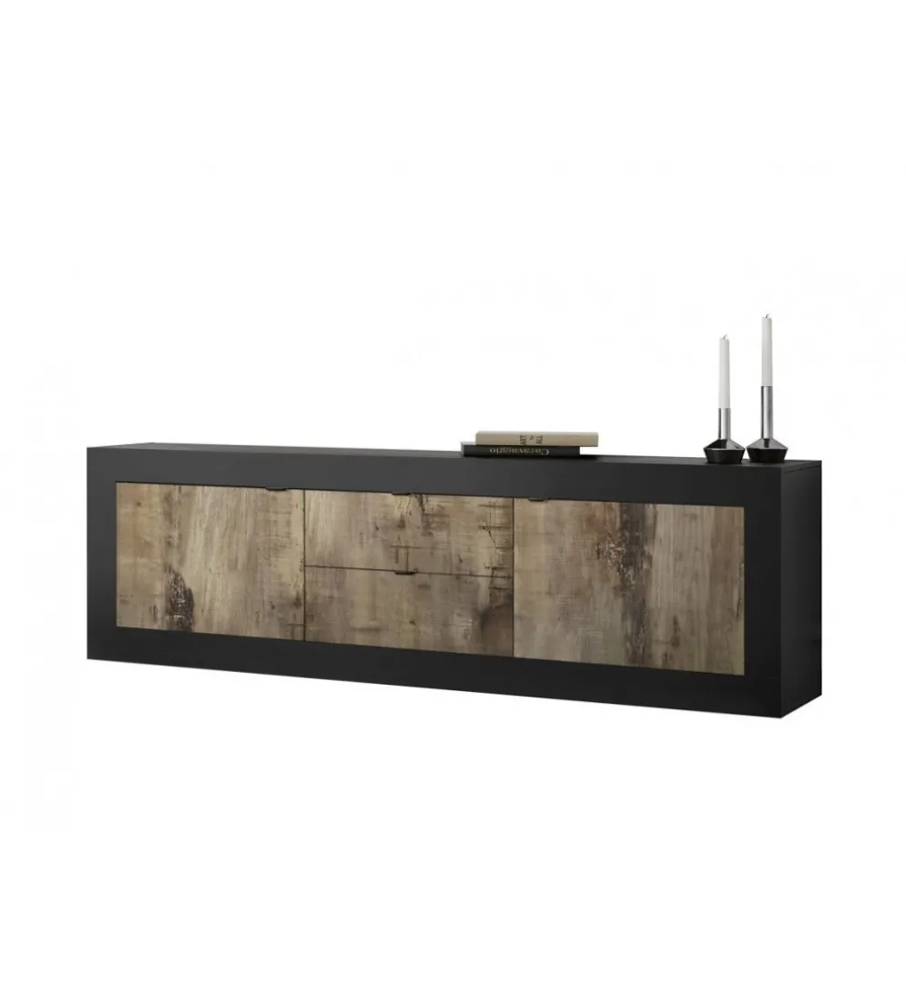 Stolik pod TV BASIC 210 cm czarna z dodatkiem koloru klon Pero