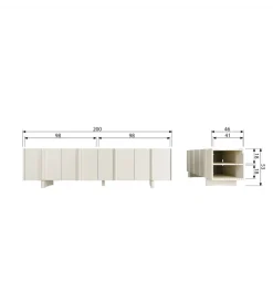 Stolik pod TV BASU 200 cm drewno sosny dust