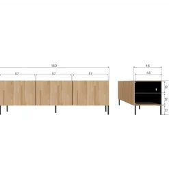 Stolik pod TV BONO 180 cm drewno jesion naturalny