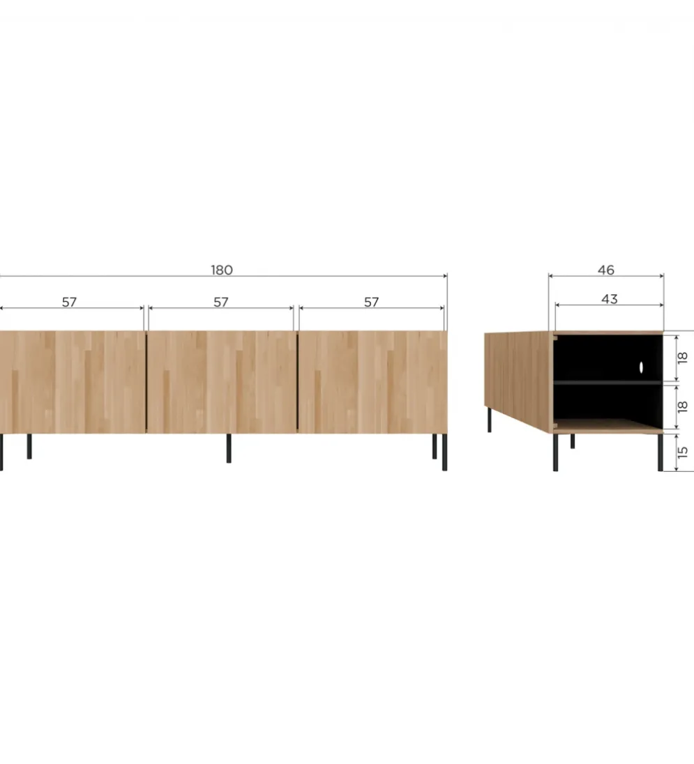 Stolik pod TV BONO 180 cm drewno jesion naturalny