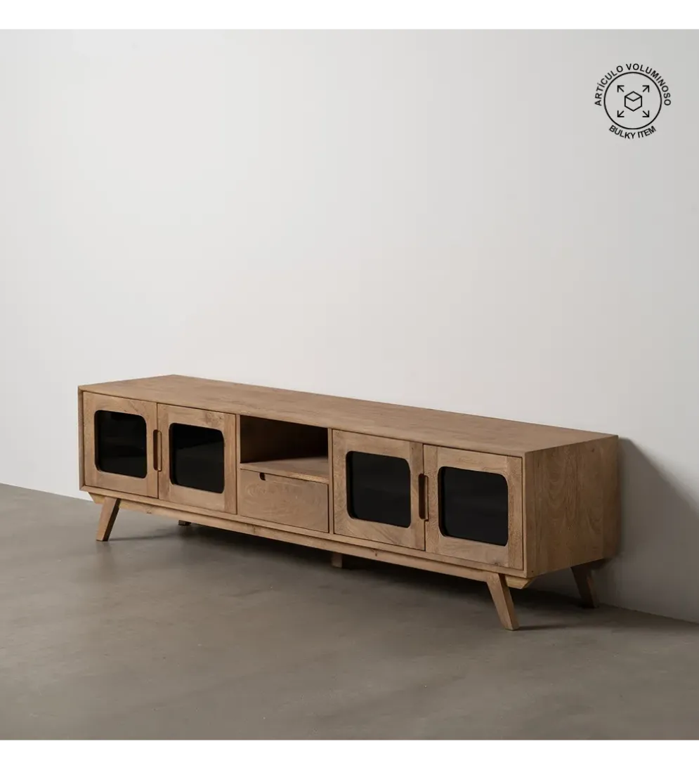 Stolik pod TV BURNIE drewno mango