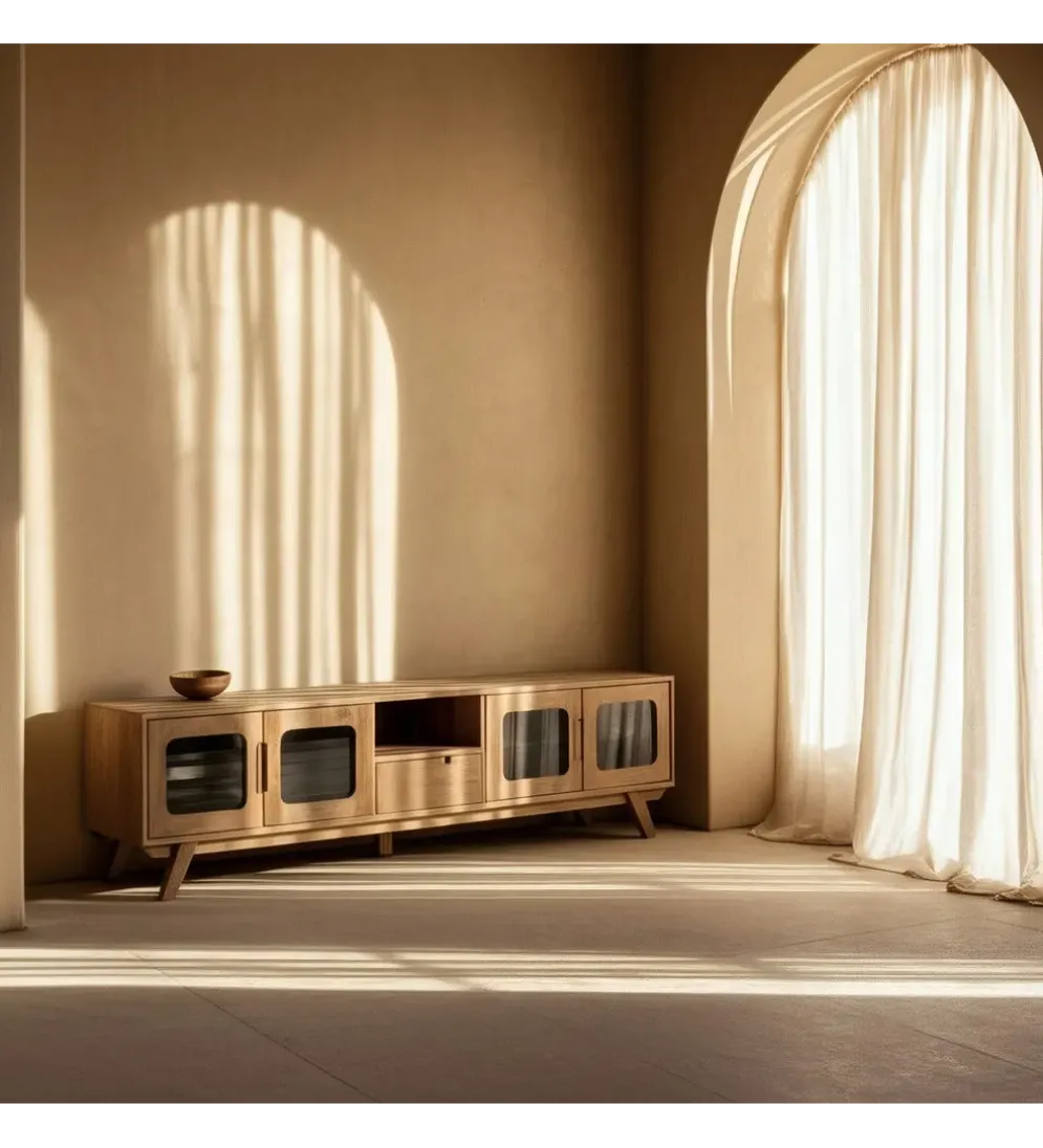 Stolik pod TV BURNIE drewno mango