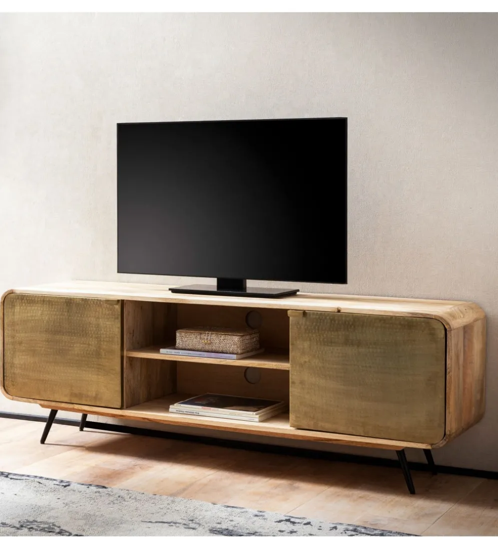 Stolik pod TV CYNTIA 160 cm drewno mango