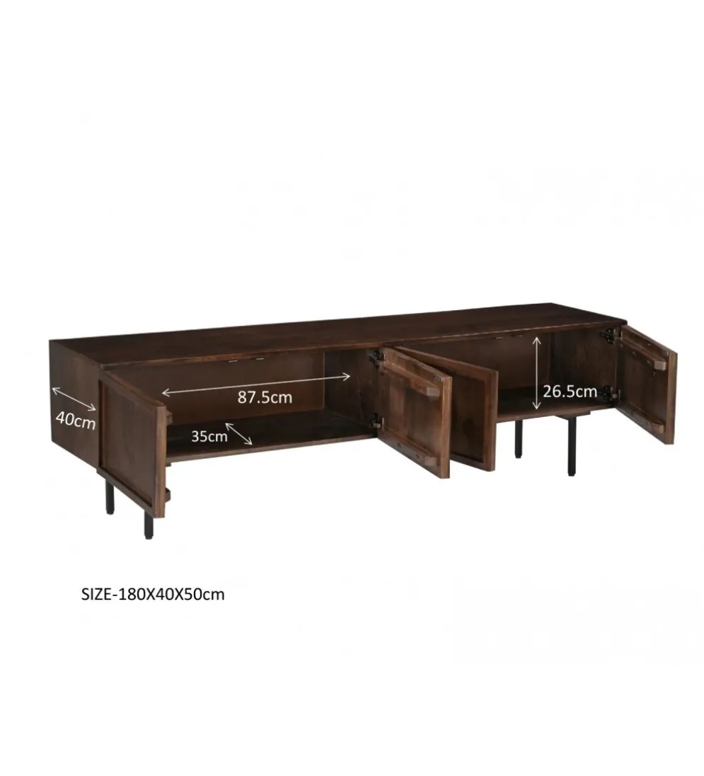 Stolik pod TV ELANI 180 cm drewno mango brąz