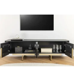 Stolik pod TV GATSBY 160 cm drewno mango czarna