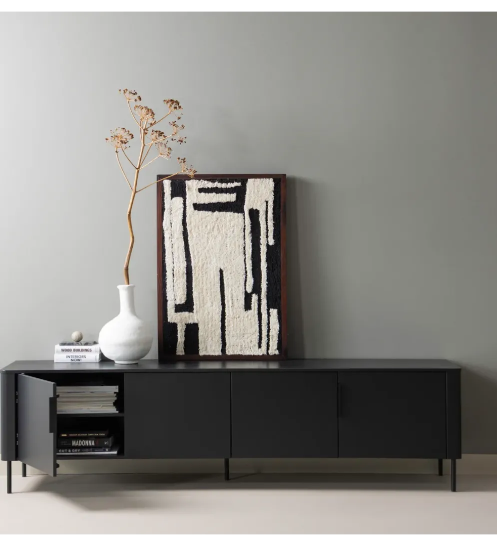 Stolik pod TV GUNNAR 200 cm czarny mat