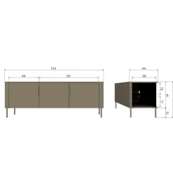 Stolik pod TV GUNNAR 154 cm drewno sosny czarny mat