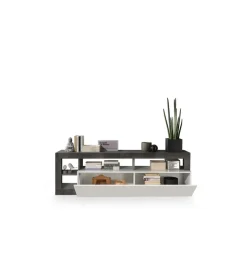 Stolik pod TV HAMBURG 184 cm biała z dodatkiem koloru antracytowego