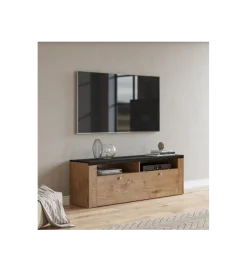 Stolik pod TV LARONA 140 cm o wybarwieniu dąb lefkas z kolorem touchwood