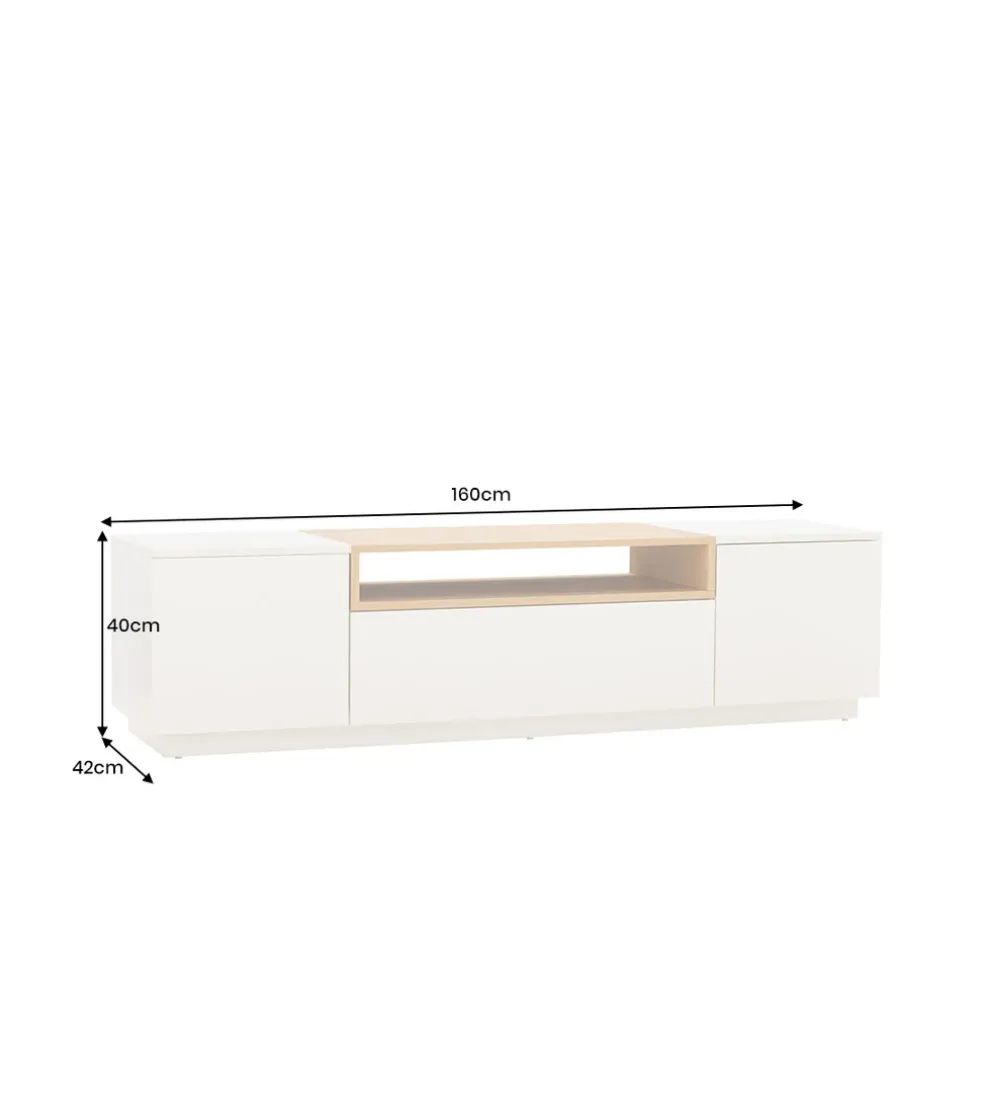 Stolik pod TV LOFT 160 cm biało naturalna