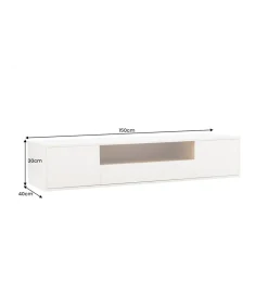 Stolik pod TV LOFT wiszący 150 cm biało naturalny