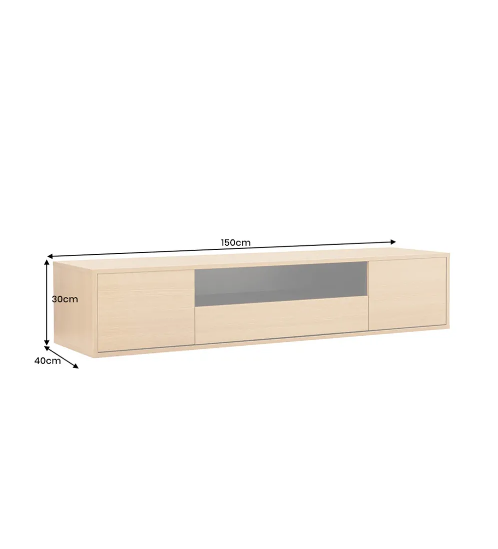 Stolik pod TV LOFT wiszący 150 cm naturalno czarna
