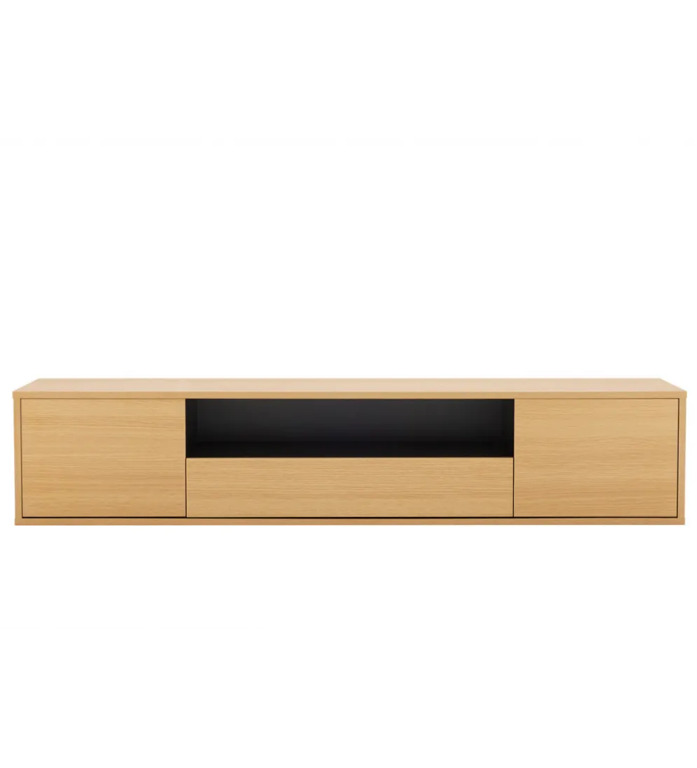 Stolik pod TV LOFT wiszący 150 cm naturalno czarna