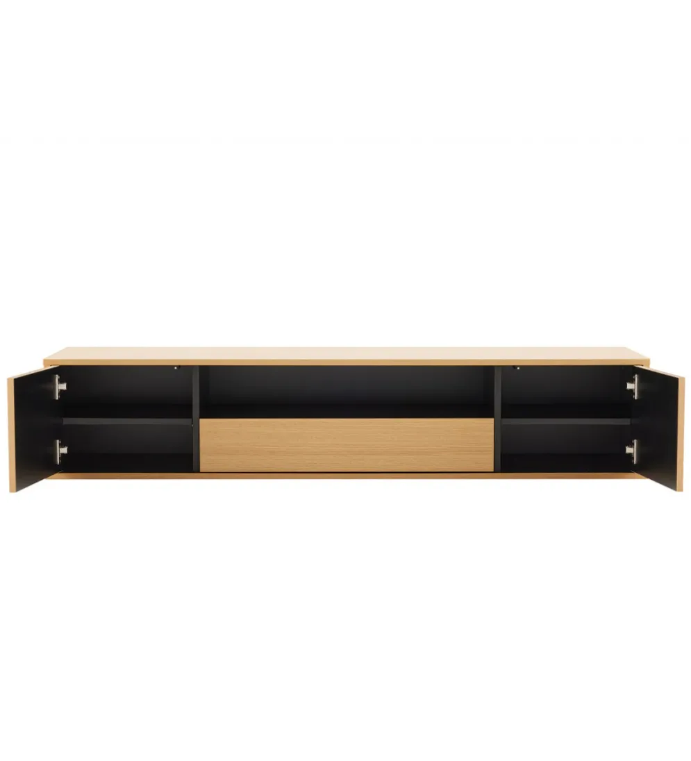 Stolik pod TV LOFT wiszący 150 cm naturalno czarna