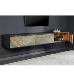 Stolik pod TV MONTANAS 200 cm drewno akacja czarny