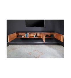 Stolik pod TV MONTANAS 200 cm drewno akacja czarny