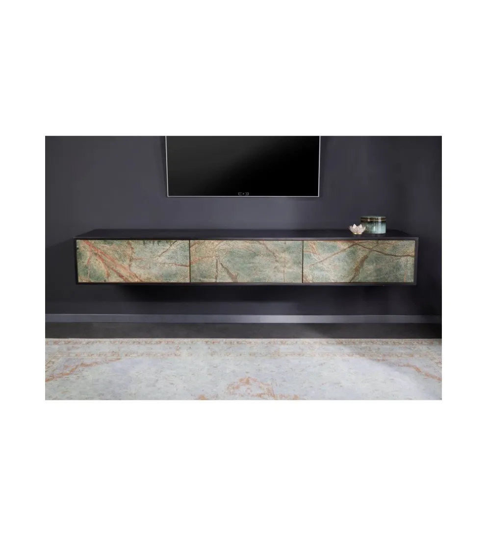 Stolik pod TV MONTANAS 200 cm drewno akacja czarny