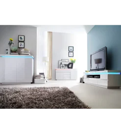 Stolik pod TV OCEAN 175 cm biały z oświetleniem