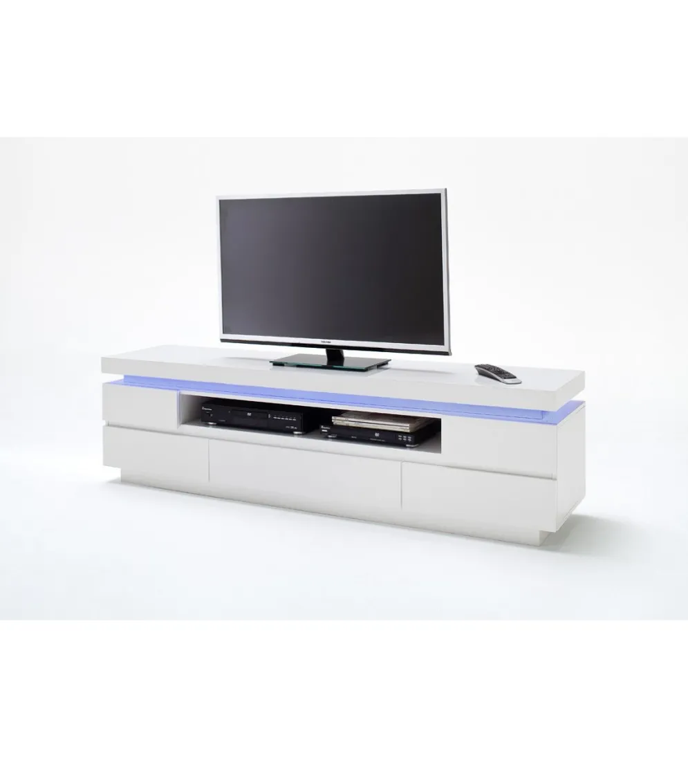 Stolik pod TV OCEAN 175 cm biały z oświetleniem