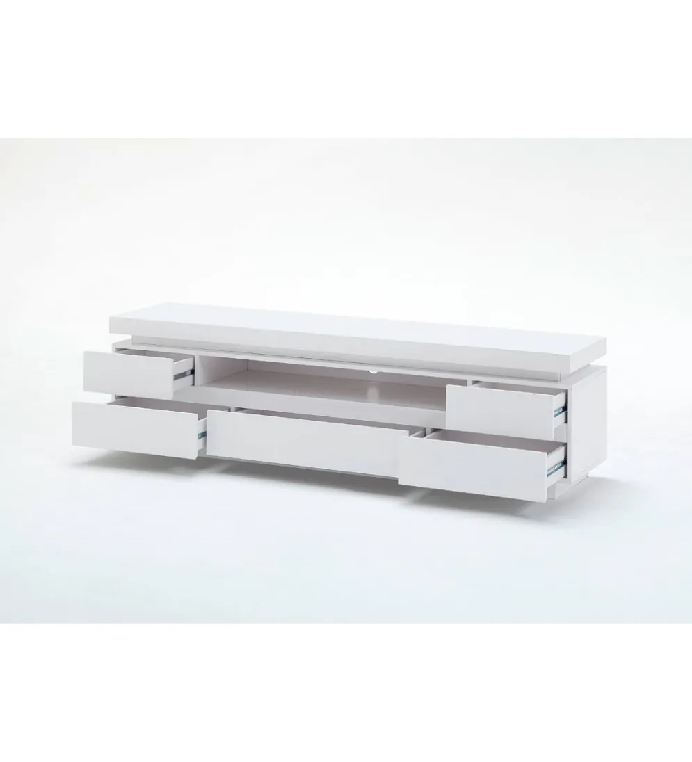 Stolik pod TV OCEAN 175 cm biały z oświetleniem