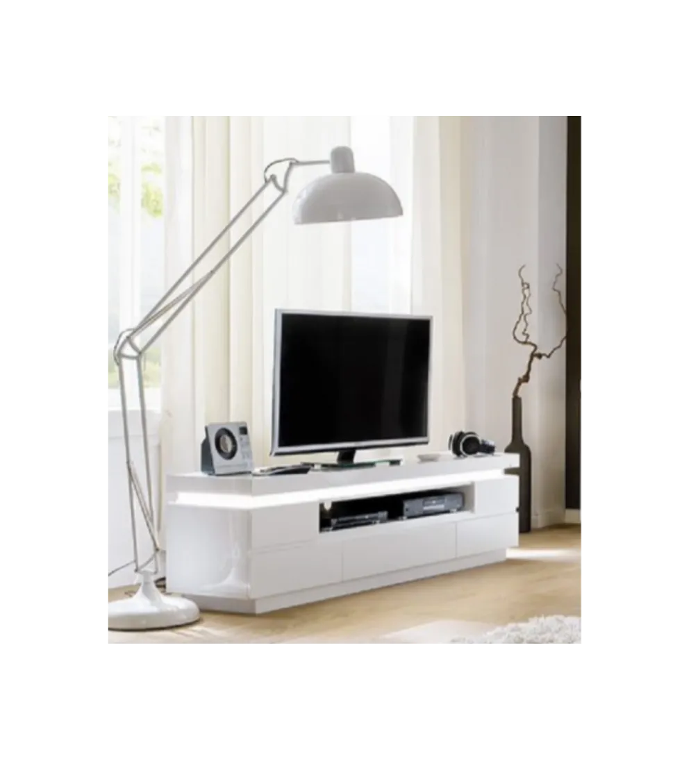 Stolik pod TV OCEAN 175 cm biały z oświetleniem