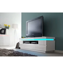 Stolik pod TV OCEAN 175 cm biały z oświetleniem