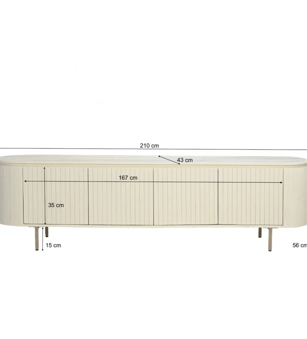 Stolik pod TV PATOU 210 cm jasnobeżowy drewno mango