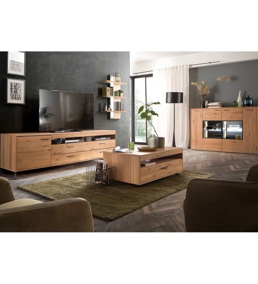 Stolik pod TV PORTLAND 224 cm dębowy