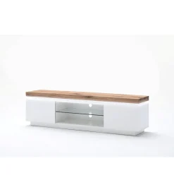 Stolik Pod TV ROMINA 175 Cm Biały Z Dębowym Blatem