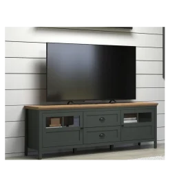 Stolik pod TV STANTON 184 cm w optyce dębu Evoke Ciemnozielony