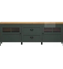 Stolik pod TV STANTON 184 cm w optyce dębu Evoke Ciemnozielony