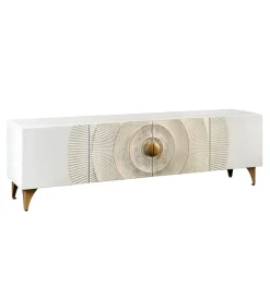 Stolik pod TV SWEET GOLDEN SUNSET 180 cm drewno mango biała