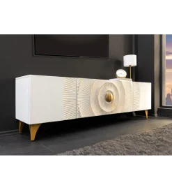 Stolik pod TV SWEET GOLDEN SUNSET 180 cm drewno mango biała